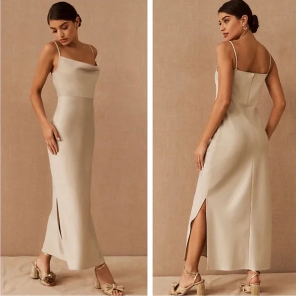 knee length dresses for ladies Silk Charmeuse Midi A Line Dress | AsymmetricalA-Line Dress